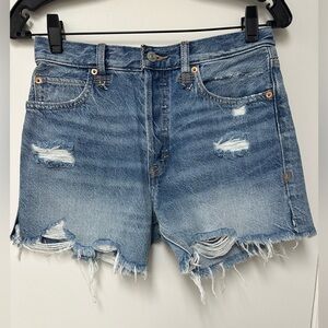 We The Free Blue Distressed Jean Shorts